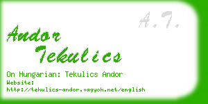 andor tekulics business card